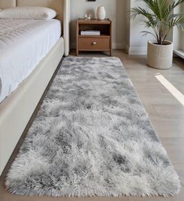 Rugs Living Room 80x160cm, Grey Runner rug for Bedroom, Washable Anti Slip Fluffy Rug Shaggy Soft Modern Floor Carpets Mat Beside Rugs for Kids Hallway Living Room