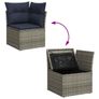 7 Piece Garden Sofa Set with Cushions Grey Poly Rattan Acacia Image 6
