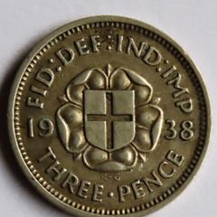 Silver Threepence 1938 3D