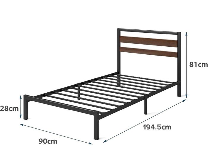 3ft Single Bed Frame with Headboard