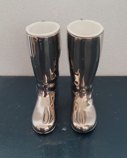 Vintage pair of Grenadier silverplate riding boots/shot measure