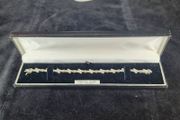 Sterling Silver Cubic Zirconia Line Link Bracelet Boxed 17cm