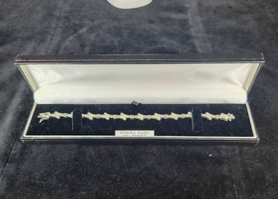Sterling Silver Cubic Zirconia Line Link Bracelet Boxed 17cm