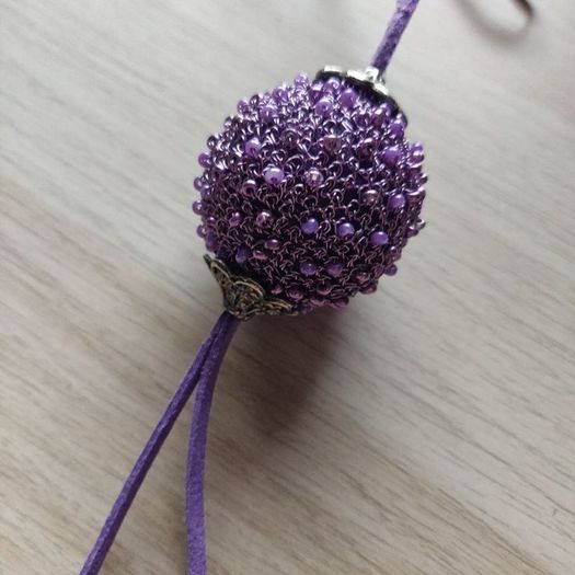Long Crochet Beaded necklace Purple