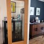 Solid wood internal double doors with glass panels Image 3