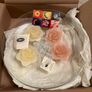 Wax Lyrical flower candles with glass nuggets in glass bowl Image 2