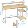 Computer Desk with Full Monitor Stand,100 cm Home Office Desk with Reversible Storage Shelves,Small Study Desk with Headphone Hook and Cup Holder,Oak Image 2
