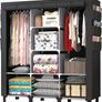 Portable Closet with 2 Hanging Rails & 8 Shelves, Bedroom Wardrobe with 18 Side Pockets, Foldable Garment Organiser (Black Image 2