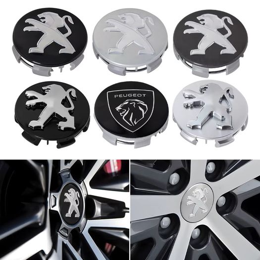 4Pcs 60mm Car Alloy Wheel Center Hub Cap Badge Covers Accessories For Peugeot RCZ 107 108 206 207 208 306 307 308 406 407 408 508 2008 3008