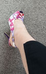 Purple pink high peep toe  heels