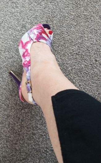 Purple pink high peep toe  heels