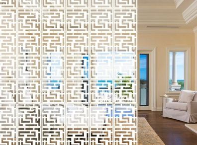 12Pc/set White Room Divider Screens, Wood-Plastic Hanging Screen Panel,Folding Privacy Room Divider Panels,DIY Home Partition Decor 29x29cm (MULTIPLE DESIGNS)