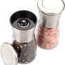 Salt and Pepper Grinder Mill Set Salt and Pepper Shakers Brushed Stainless Steel Glass Body Image 3