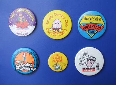 Collectible button badges (1970's to 1990's) - all in excellent condition