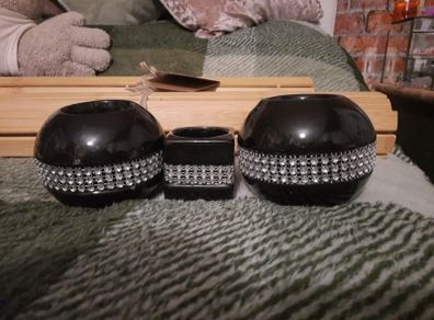 black ceramic t light candle holders
