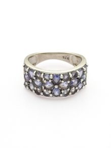 Vintage 925 Silver Amethyst Cluster Ring