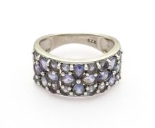 Vintage 925 Silver Amethyst Cluster Ring