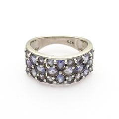 Vintage 925 Silver Amethyst Cluster Ring