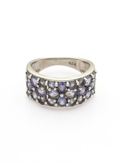 Vintage 925 Silver Amethyst Cluster Ring