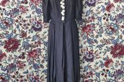 VINTAGE Portrait of a Lady on Fire black linen dress mother of pearl buttons full dirndl skirt 18th-century Made in Austria M medium