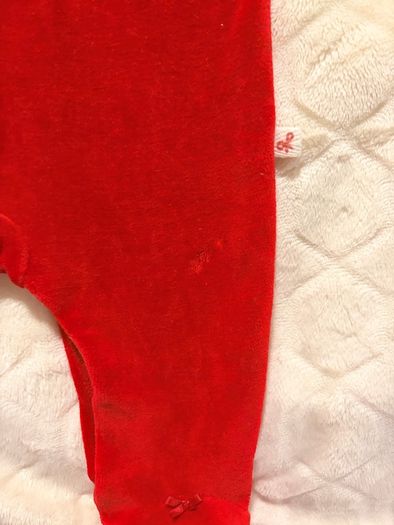 Next Red Velour Baby Sleepsuit
