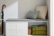 Storage Bench for shoes etc  with Sliding door  Upholstered Cushion Base Cabinet