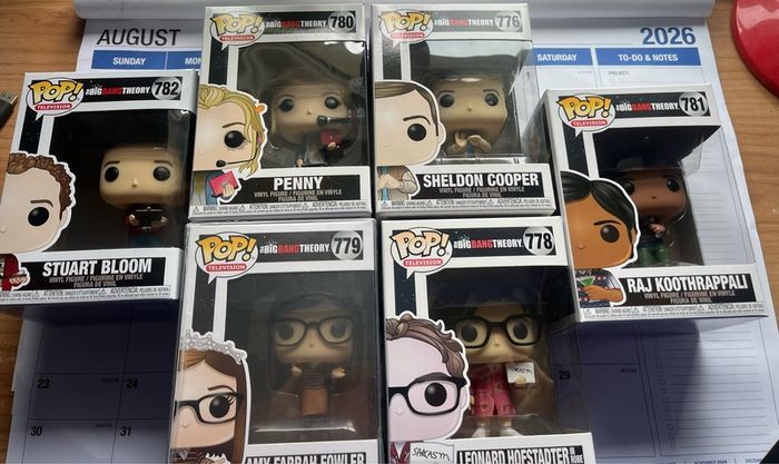 The Big Bang Theory Funko Pops - Sheldon, Leonard, Penny, Raj, Amy Stuart