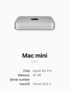 Mac Mini M2 Pro 2023 16GB 500GB SSD + Apple Keyboard + Magic Mouse 2 + 3D printed stand