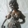 Genisis Style Bronzed Lady & Dog Figurine Image 6