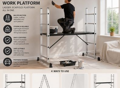 Mobile Aluminium Work Platform & Multifunction Scaffold Ladde