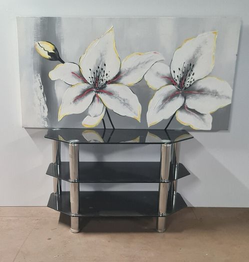 Black Glass 3 Tier TV Stand / Media Unit  Storage Clearance