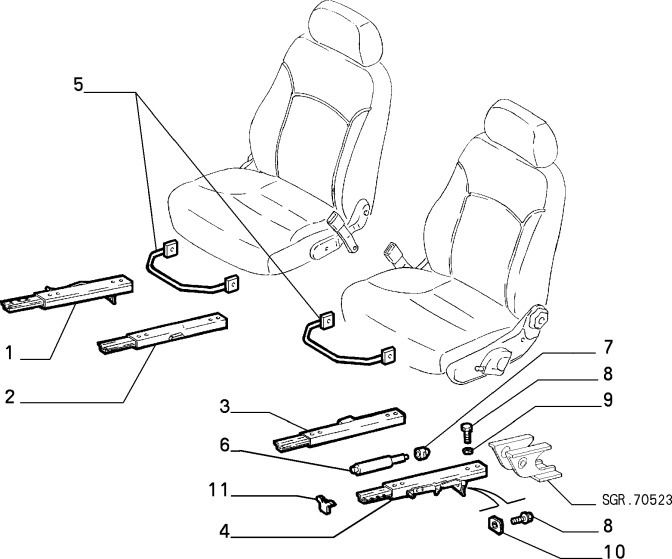 LH Seat Rails (Fiat Bravo Brava Marea)