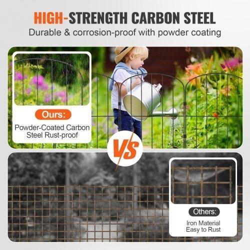 Garden Fence, No Dig Fence 61 cm (H)x 33 cm(L) Animal Barrier Fence, Underground Decorative Garden Fencing with 5.1 cm Spike Spacing, Metal Dog Fence for the Yard and Outdoor Patio, 28 Pack