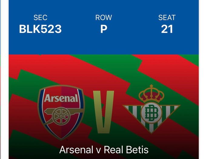 Arsenal V Real Betis