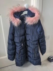 SS7 Girls long navy coat