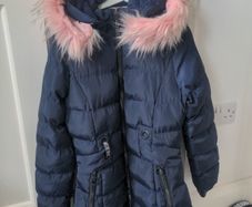 SS7 Girls long navy coat