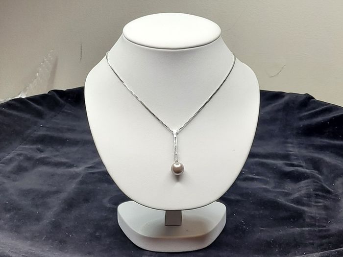 Sterling Silver 925 Ball Drop Pendant Necklace - Italian Box Chain 56cm - 6.63g