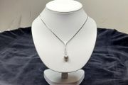 Sterling Silver 925 Ball Drop Pendant Necklace - Italian Box Chain 56cm - 6.63g