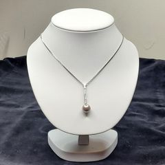 Sterling Silver 925 Ball Drop Pendant Necklace - Italian Box Chain 56cm - 6.63g