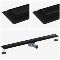 Shower Drain 2-in-1 with 360 Siphon Black 100 cm