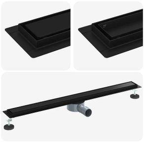 Shower Drain 2-in-1 with 360 Siphon Black 100 cm