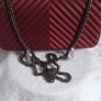 Matte Burgundy Red Chevron Flap Shoulder Handbag with Gunmetal Chain Image 10