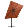 Cantilever Umbrella with Pole and LED Lights Terracotta 250 cm Image 4