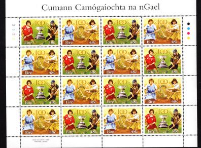 2004 Ireland Cumann Comogaiochta (Camogie) na Ngael Commemorative Stamp Sheetlet Plate 1A1A1A1A Mint Never Hinged (MNH)