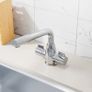 Kitchen Sink Mixer Tap Swivel Spout Twin Handles Durable Monobloc Image 3