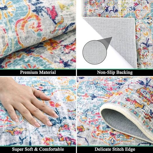 Hallway Runner Rug Non Slip 65x210cm Carpet Runners for Hallways Long Hall Rug Washable Distressed Kitchen Runner Mat Low Pile Floor Runners for Hallway, Entryway, Bedroom, Laundry Room