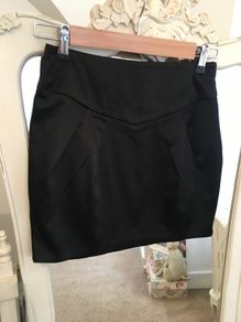 Miss Self ridge Black Satin Mini Skirt size 8