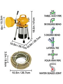 Auger Pipe Drain Cleaning Machine 400W Electric Drain Cleaner 20-125MM Tube Unblocker Toilet Sewer Dredger Set