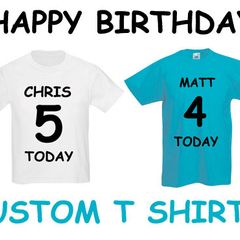 Personalised Custom Birthday Childrens Kids T Shirts