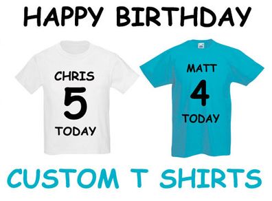 Personalised Custom Birthday Childrens Kids T Shirts